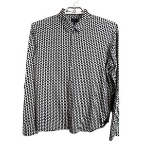 Good Man Brand Shirt L‎ Black Beige Geometric Button Up Long Sleeve Cotton Blend